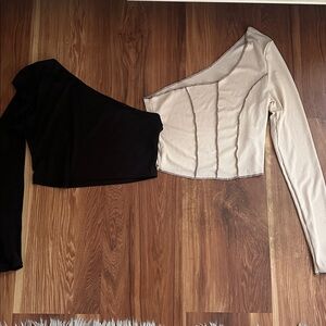 2 One-Shoulder Long Sleeve Tops